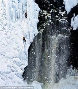 Ice Climbers Cheat Death As Frozen Waterfall Collapses Next To Them