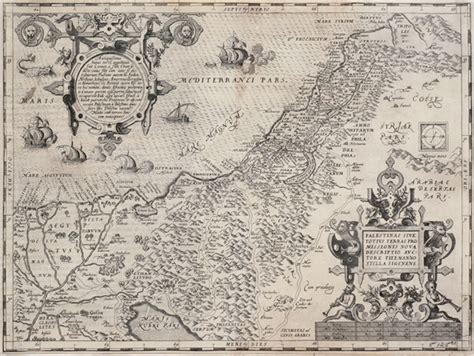 Map Of Eretz Israel Engraving By Abraham Ortelius 1580 Kedem