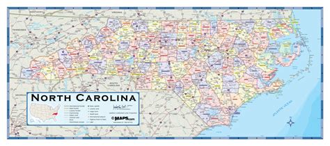 North Carolina Wall Map Mapscomcom Images