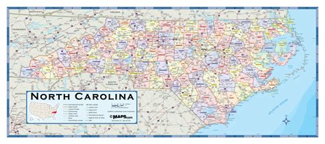 North Carolina Counties Wall Map