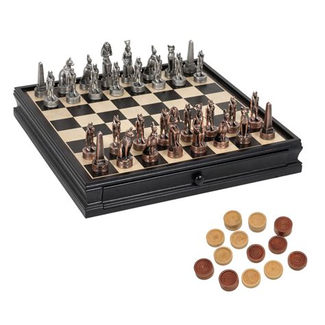 Chexx is essentially checkers with chess pieces, but there is a king like chess and upgrades like neither of them. Egyptian Chess & Checkers Game Set - Pewter Chessmen ...