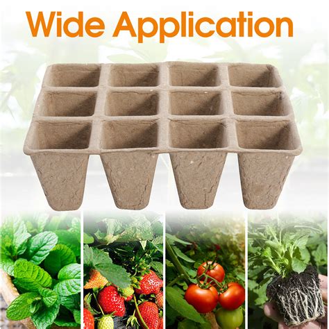 120 Cells Peat Pots Seed Starter Trays Biodegradable Seed Tray 10 Packs