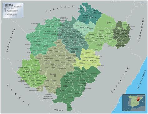 Mapa Teruel Por Municipios Comprar Mapas Murales De Pared