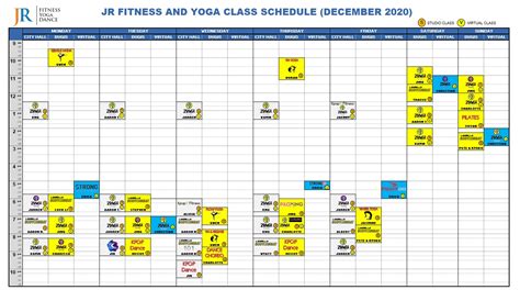 Class Schedule - JR Fitness | Singapore