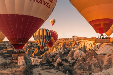Cappadocia Turkey September 14 2020 Flying Hot Air Balloons And