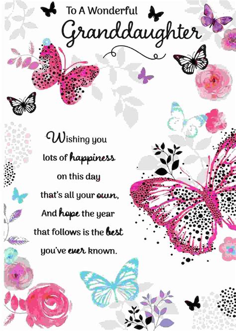 Birthday Card Wonderful Granddaughter Butterflies
