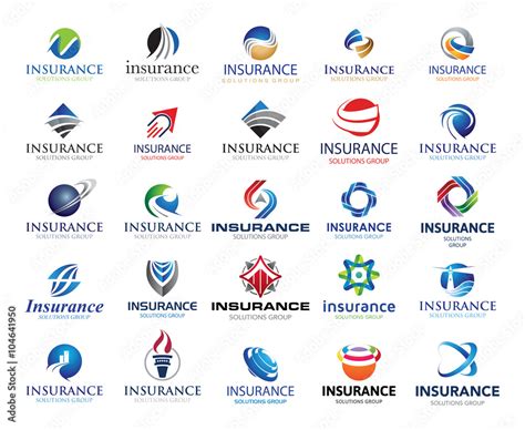 25 Global Insurance Business Solution Group Logo Elements Stock Vector