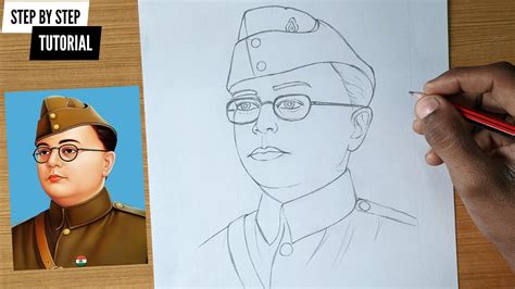 How To Draw Netaji Subhash Chandra Bose Step By Step Tutorial AjArts YouTube