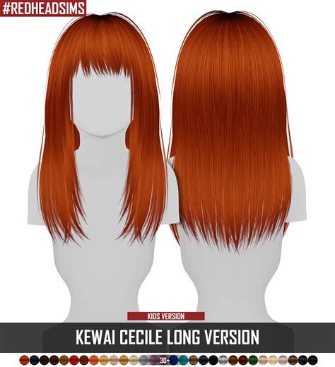 Redheadsims Cc Kewai Cecile Long Version Hair Kids Version