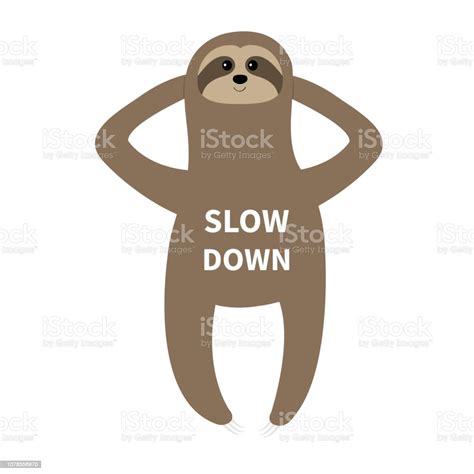 Sloth Laying On The Floor Slow Down Cute Cartoon Funny Kawaii Lazy