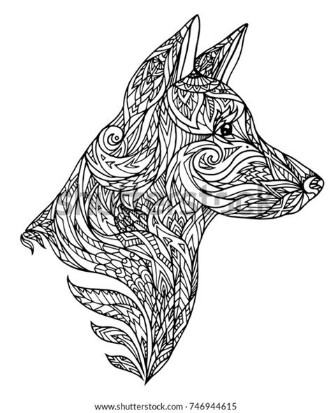 Doodle Illustration Dog Head Tribal Pattern Stock Vector Royalty Free
