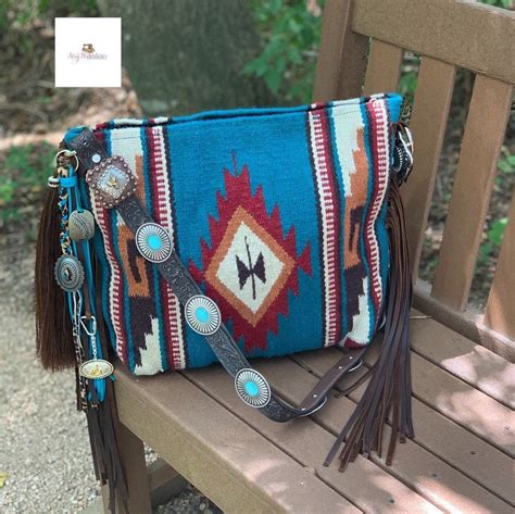 Turquoise And Brown Saddle Blanket Bag Cowgirl Accessories Western