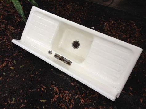 Kitchen sink and tap packs. 1946 American Standard 5ft Cast Iron Double Drainboard ...