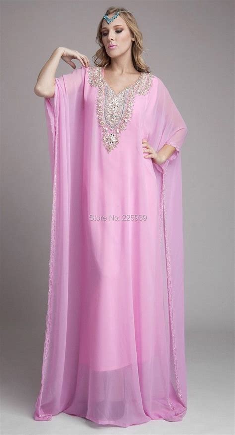 muslim arabic v neck long sleeves sparkly beaded full length dubai kaftan evening dresses