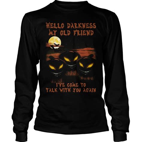 pumpkin hello darkness my old friend i ve come to talk with you again shirt kutee boutique