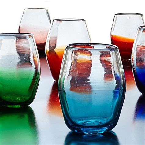 Multicolor Ombre Stemless Wine Glass Set Wine Glass Set Unique Wine Glasses Stemless Wine Glass