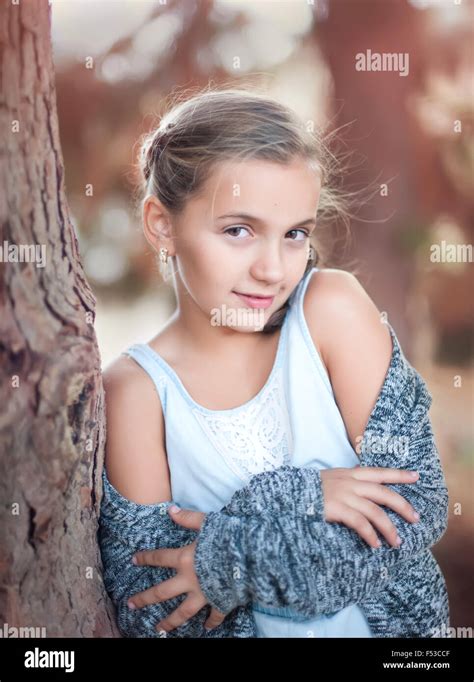 Portrait Of A Cute Girl Ten Years Stock Photo Alamy