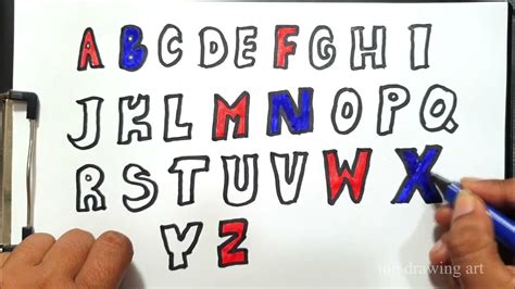 Abcdefghijklmnopqrstuvwxyz Easy Draw And Paint Alphabet A To Z Top
