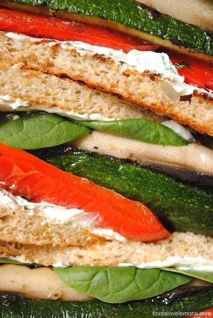 Grilled Vegetable Sandwiches With Herbed Goat Cheese Foxes Love Lemons