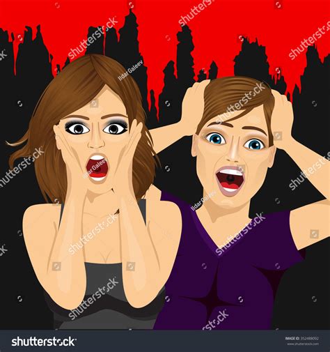 illustration scared couple screaming terrified on stock vector royalty free 352488092