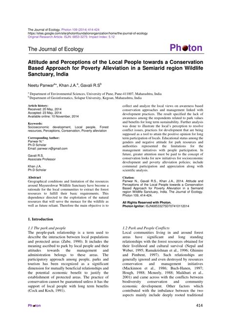 Pdf Attitude And Perceptions Of The Local People Towards A