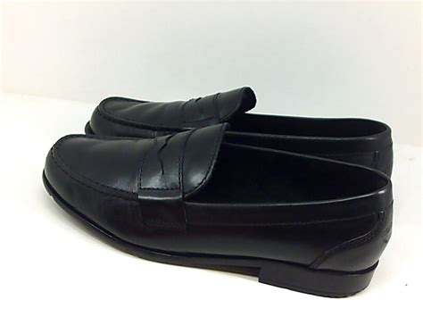 Rockport Mens M76444 Leather Round Toe Penny Loafer Black Black Size