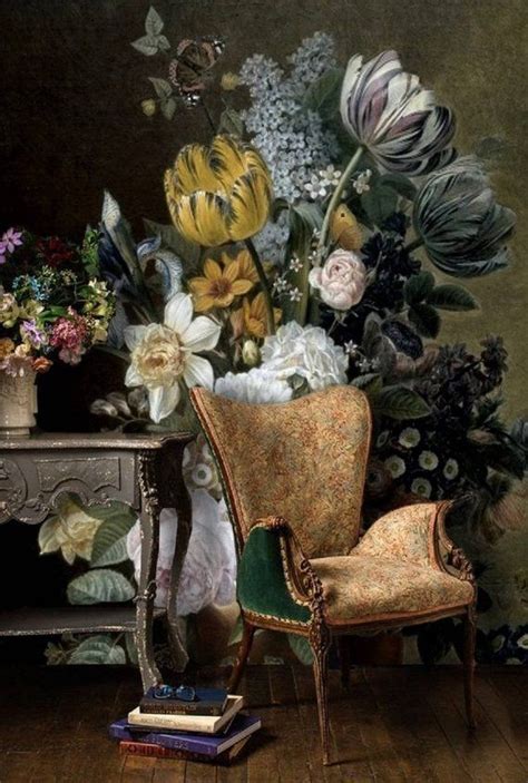 Dutch Dark Vintage Floral Art Removable Wallpaper Still Life Etsy
