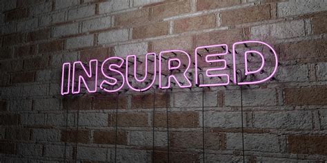 Insured Glowing Neon Sign On Stonework Wall 3d Rendered Royalty