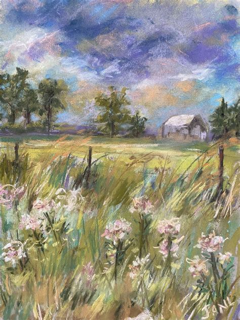 Spring Wildflowers Along The Country Fence Original Pastel Etsy In