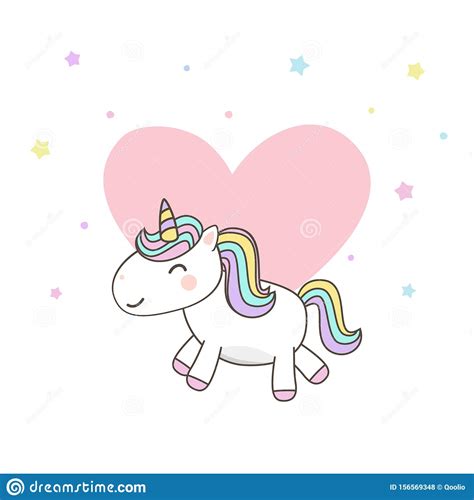 Cute Unicorn Cartoon Character S With Pastel Rainbow Kawaii Filly