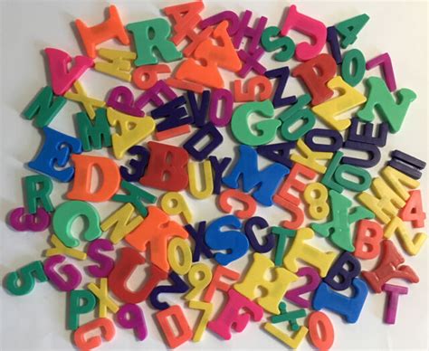 Vintage Magnets Letters Numbers Alphabet Plastic Magnetic Abcs Colorful