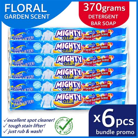 Mighty Clean Laundry Bar Soap Floral Garden Spot Cleaner 370g 6pcs