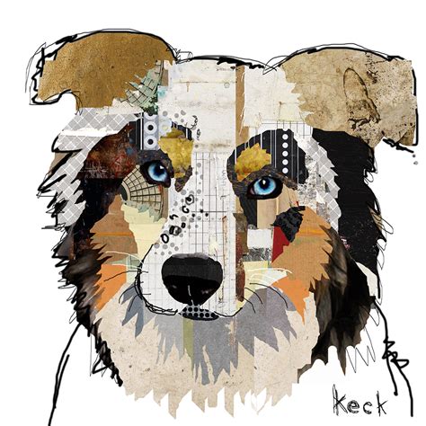 041501 Australian Shepherd Canvas Art Print Dog Print Art Dog Art