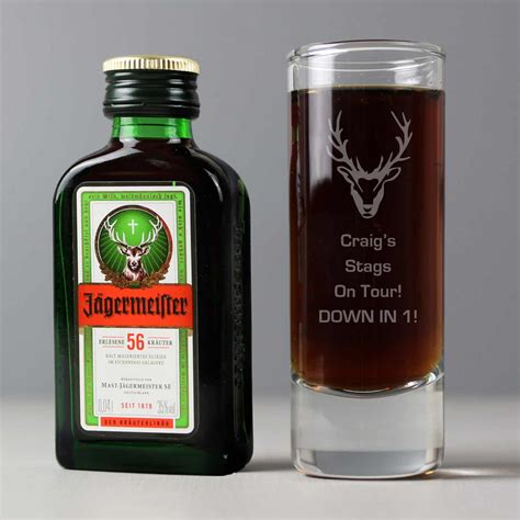 Personalised Stag Shot Glass And Miniature Jagermeister Uk