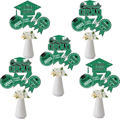 24 Pieces 2023 Graduation Party Centerpiece Sticks Green