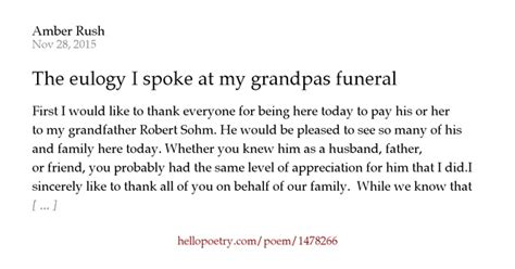 The Eulogy I Spoke At My Grandpas Funeral 11 28 15 By Amber Rush Hello Poetry