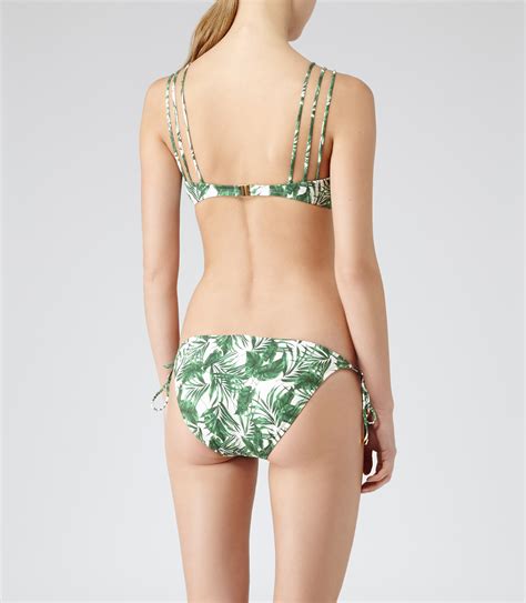 Lyst Reiss Tigra B Palm Print Bikini Top In Green