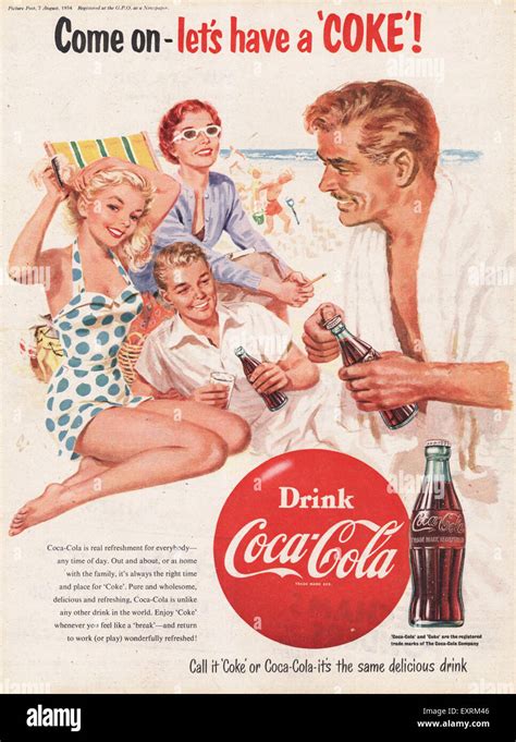 1950s UK Coca Cola Magazine Advert Stock Photo Alamy