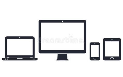 Desktop Computer Tablet Pc And Mobile Phone Line Icons Stock Vector