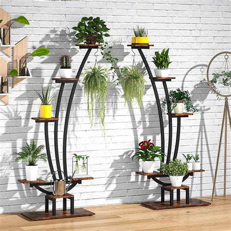 Buy Tribesigns Indoor Plant Stand Pack Of 2 6 Tier Curved Metal Plant