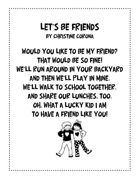 Friendship Poem Friendship Quotes For Kids Friendship Poems Kids Poems