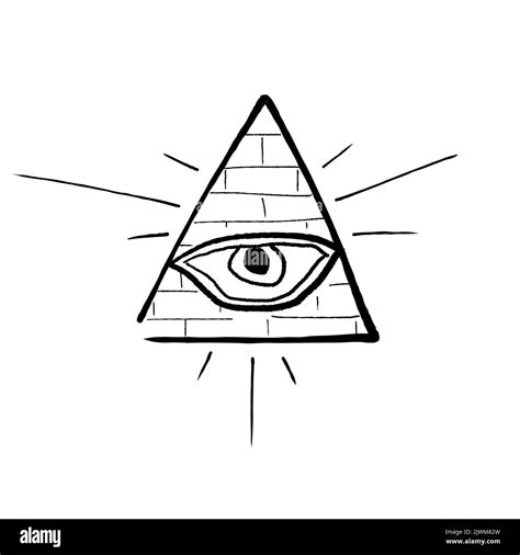 Illuminati Symbol Simple Doodle Vector Illustration New World Order All Seeing Eye Stock Vector