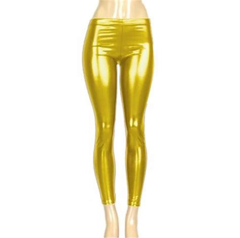 Vibrant Gold Metallic Club Wear Liquid Leggings Vergiemarke689
