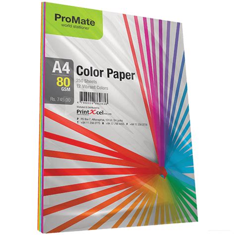 Promate Color Paper A4 80 Gsm 250 Assorted Sheets Pack Devmina