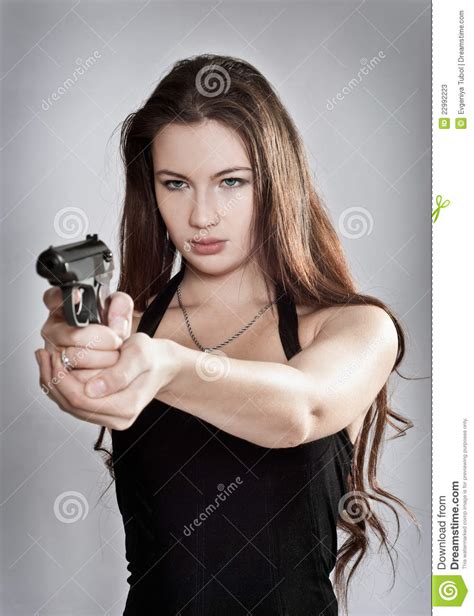 Girl Aiming A Gun Stock Image Cartoondealer