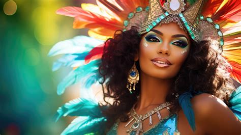 Beautiful Brazilian Woman In Carnival Costume Portrait Photography