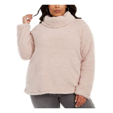 Style And Co Style And Co Womens Plus Sherpa Cowl Neck Pullover Sweater