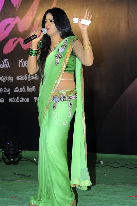 Anchor Udaya Bhanu Low Hip In Green Saree Cinehub