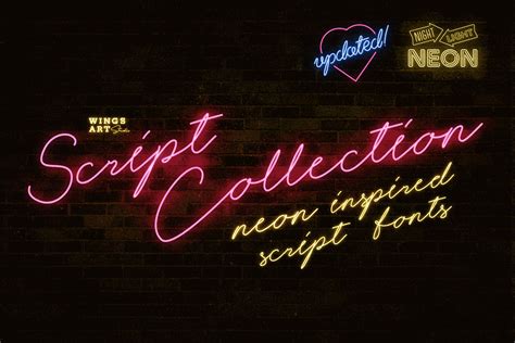 Night Light The Neon Script Fonts By Wingsart Studio