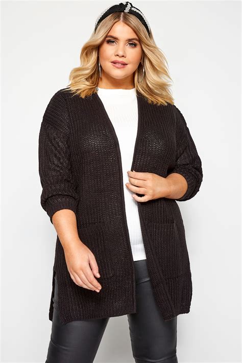 Praslin Black Longline Knitted Cardigan Yours Clothing